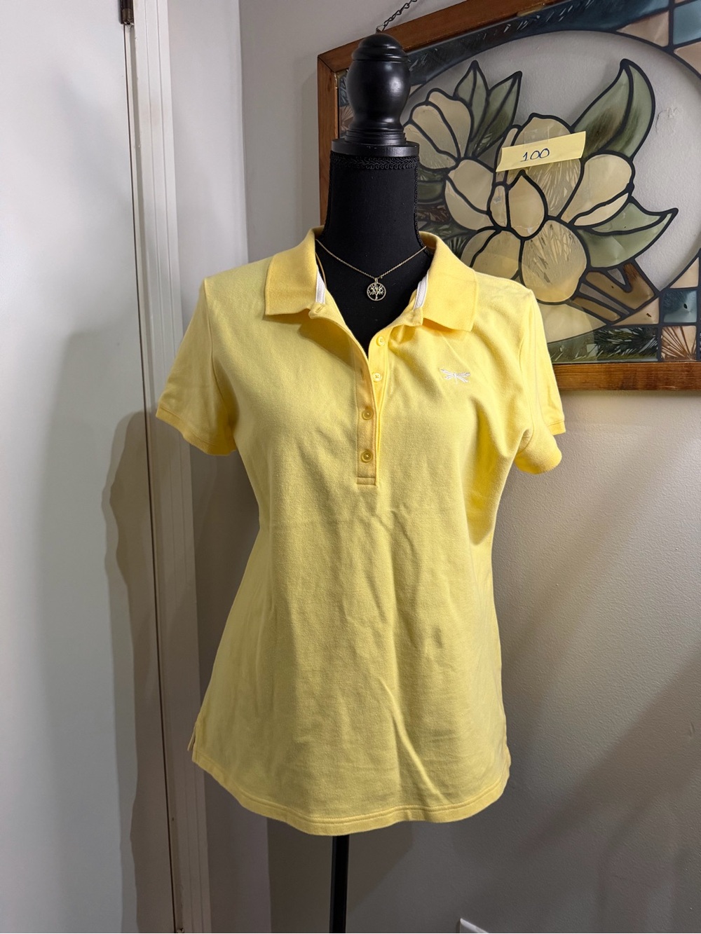 Talbots Yellow Short Sleeve Button-Down Polo Top